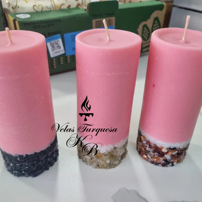 Velas com base em pedras